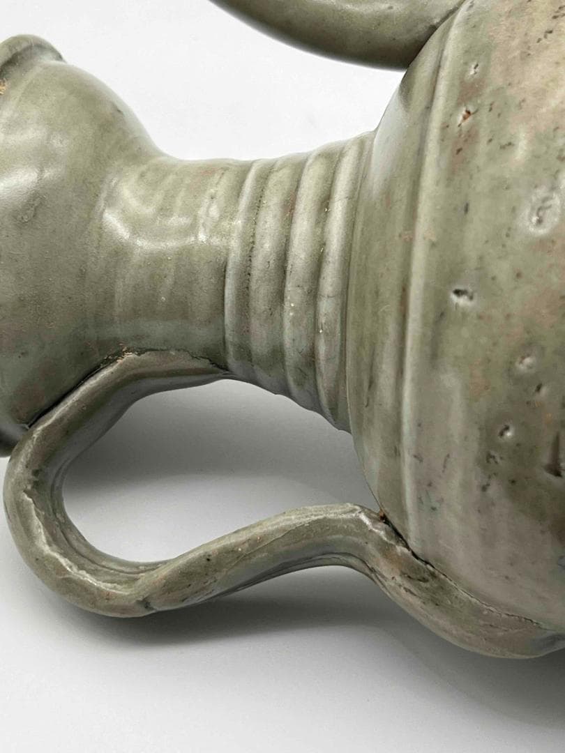 北宋時代　青磁弦紋水注　越州窯　水滴　水指　水差し　茶道具(C-68)