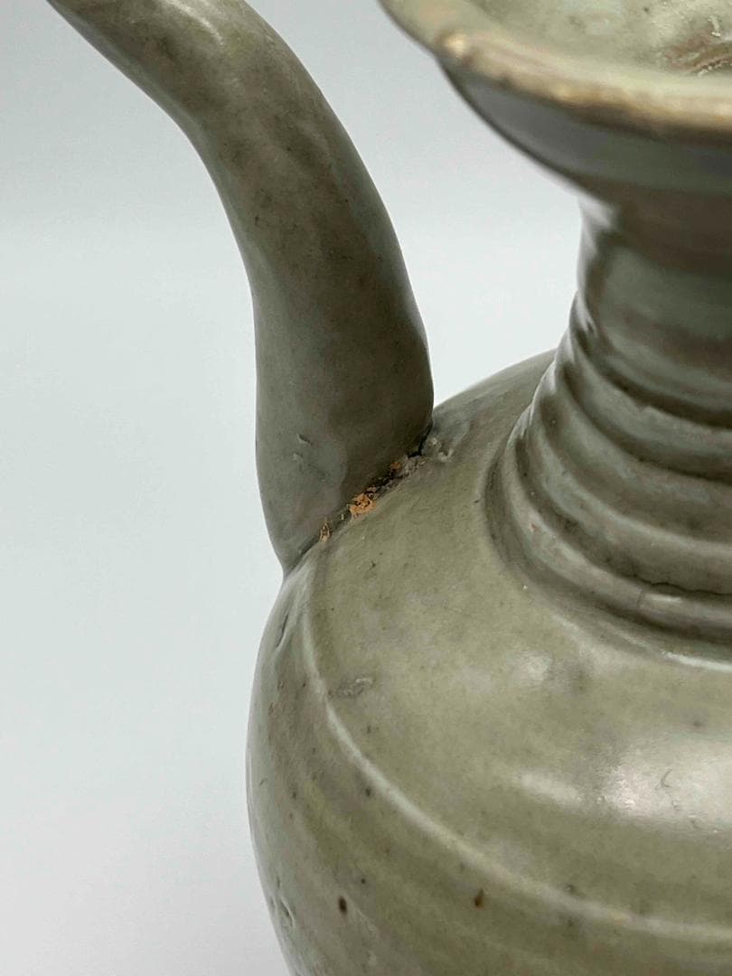 北宋時代　青磁弦紋水注　越州窯　水滴　水指　水差し　茶道具(C-68)