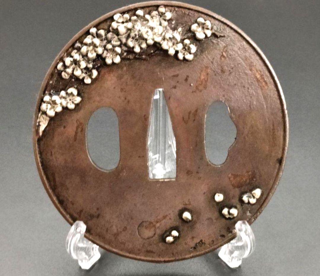 日本刀装具　刀鍔　細工　鍔　刀の鍔　銅製　刀剣美術 クリスタル装飾