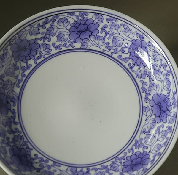 藍柿 牡丹唐草文 六寸皿