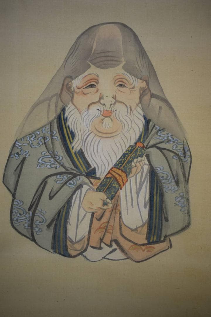 真作/松村景文/寿老人図/布袋屋掛軸HG-150