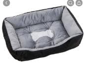 大型犬用ベッドクッション グレー×黒