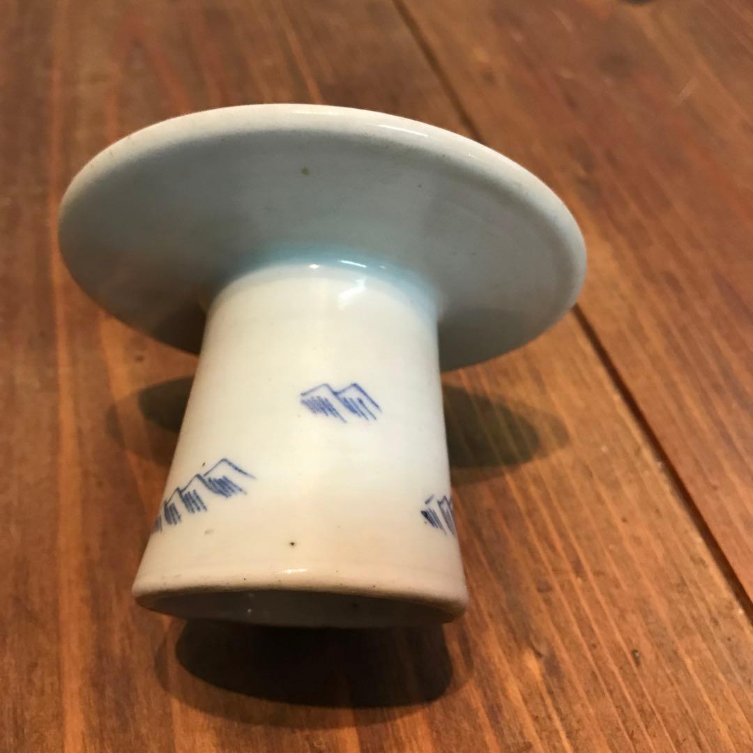 美品　古伊万里　染付　龍　盃台　年代物　焼物　杯台　酒器　迫力ある絵柄