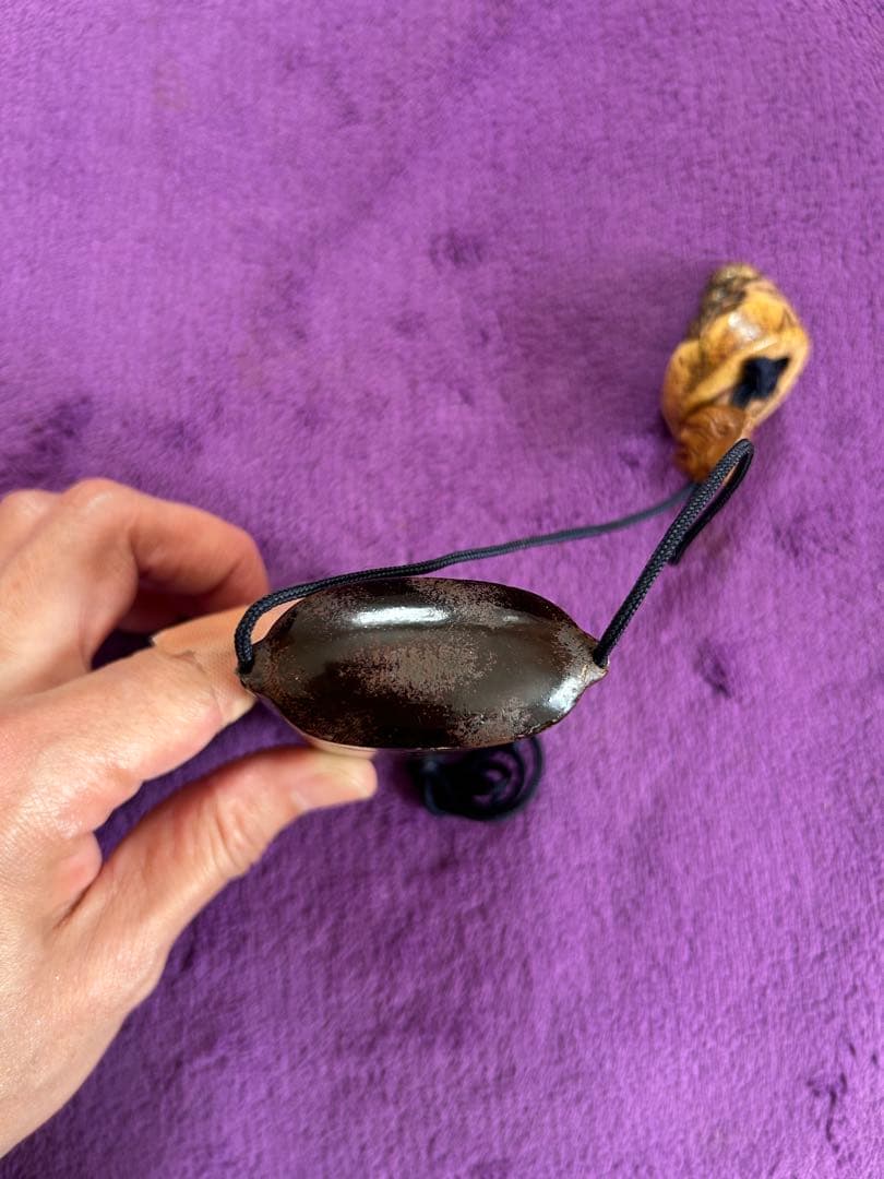 鳥の絵図 印籠 根付 銘有 インテリア 薬入れ 小物入れ アンティーク