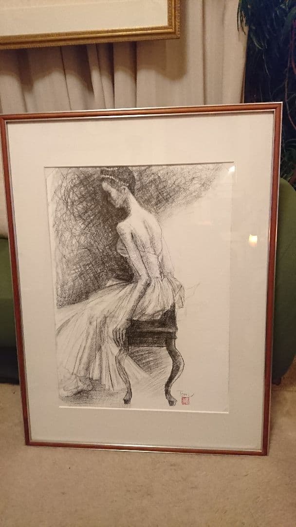 TOMI バレリーナ 鉛筆画 サイン  落款