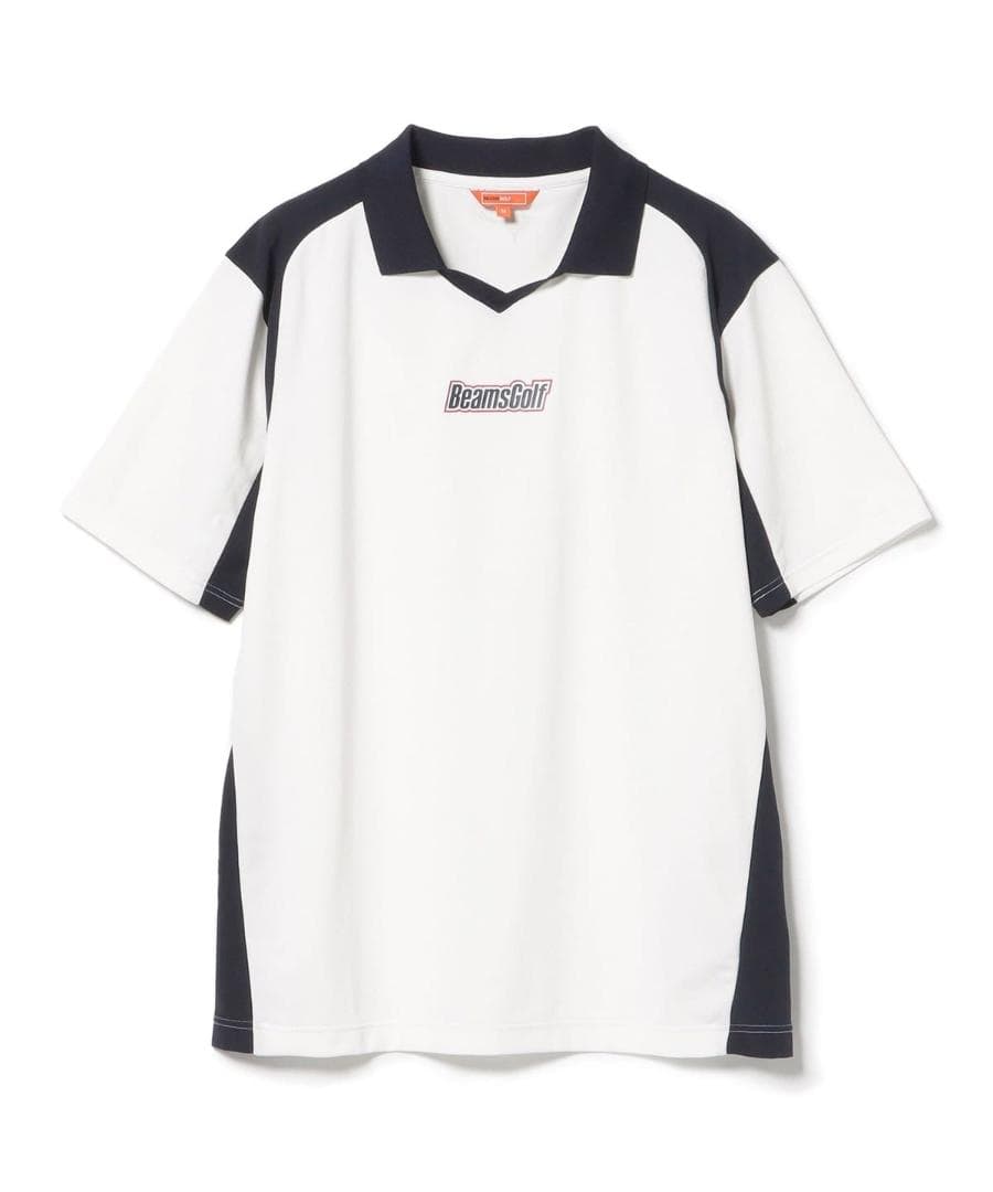 ⓂBEAMS GOLF ビームスゴルフ 襟付きVネックプルオーバーWHITE