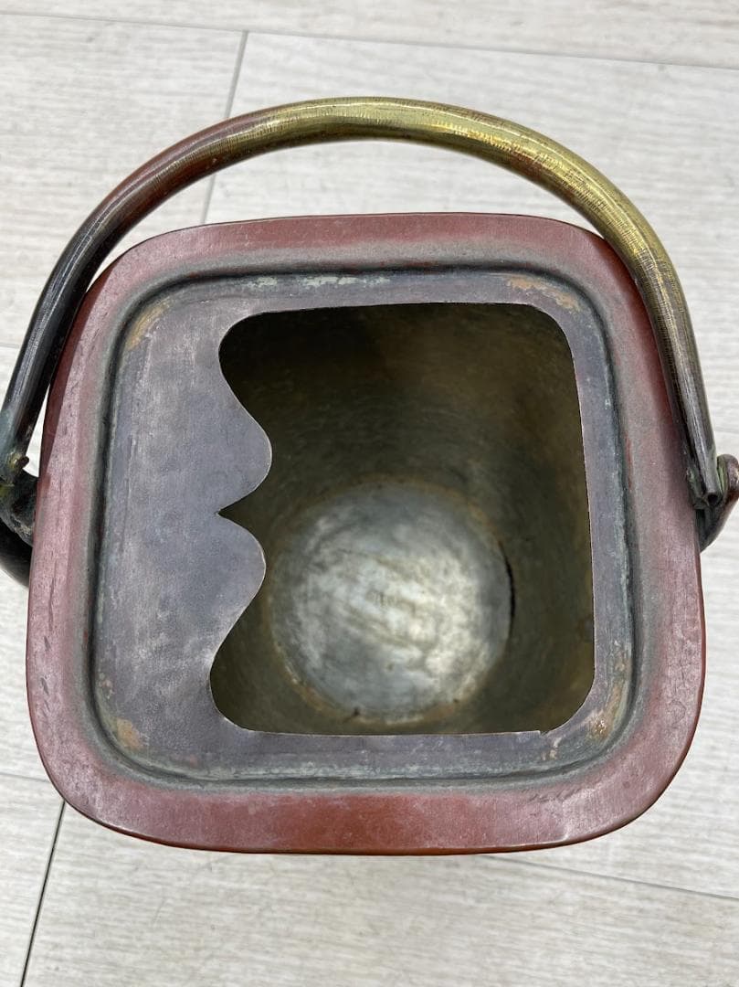 菊栄作 銅製 薬缶 打ち出し水注し 水次 茶道具 湯沸かし やかん