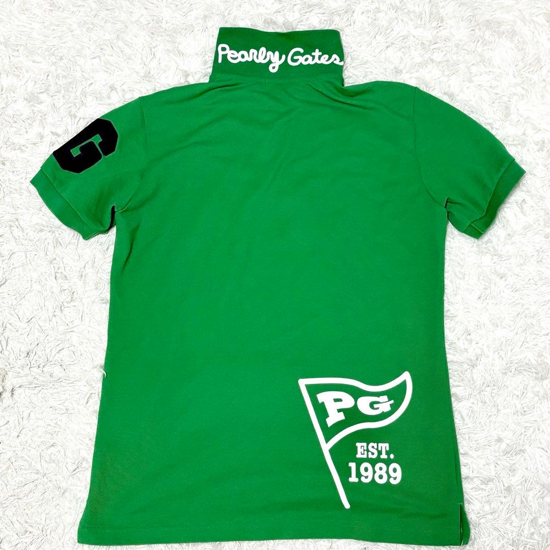 【極美品】パーリーゲイツ　半袖ポロシャツ　ロゴ　ゴルフ グリーン　M