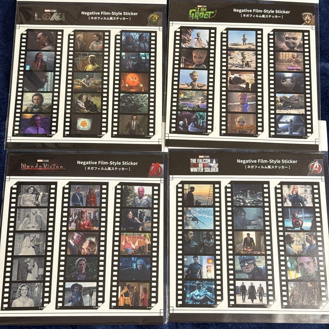 マーベル　アベンジャーズ　ネガフィルム風ステッカー　グッズ　ロキ　グルート