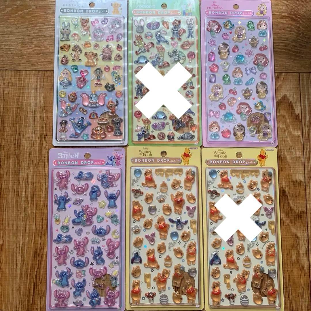 ディズニーキャラクター BONBON DROP シール 6シートセット
