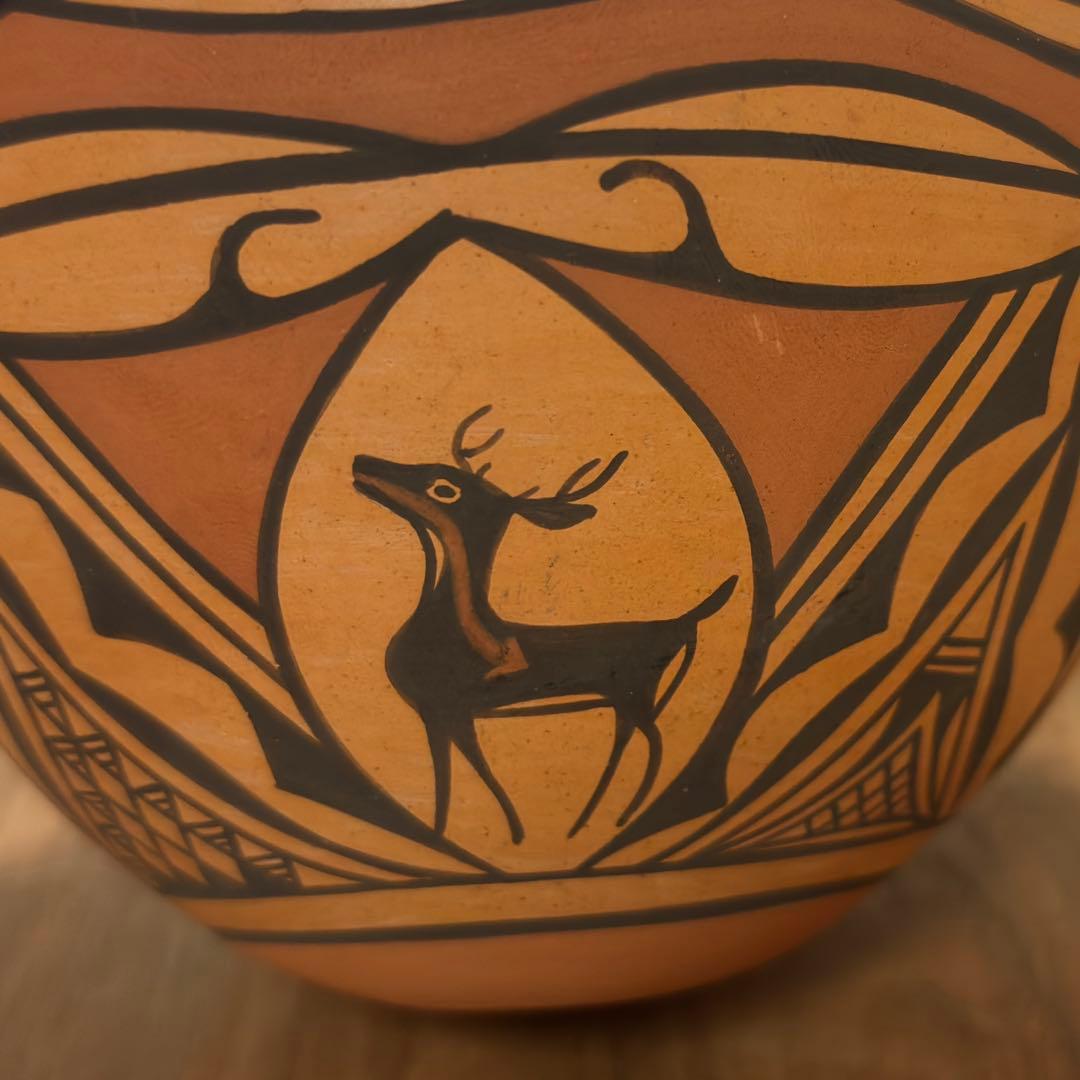 美品◇ズニ族◇陶器ボウル◇ダリル・ウェスティカ作◇ハートライン・ディア