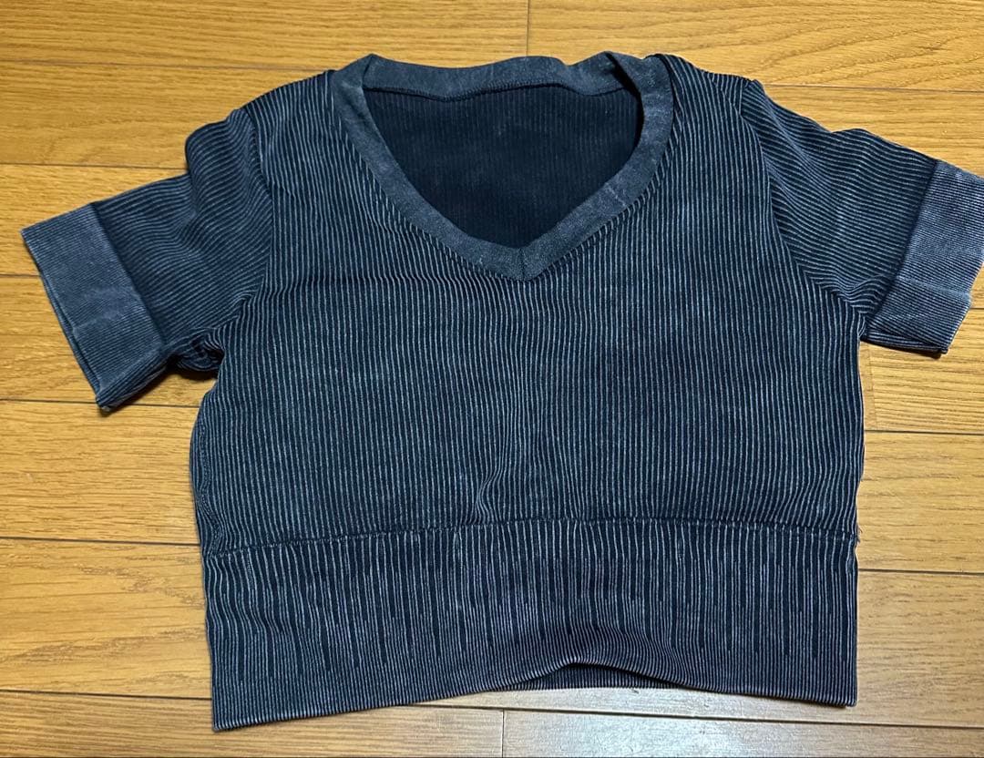 【sukala】ヨガウェア　ストライプ柄 ダークグレー セットアップ Sサイズ