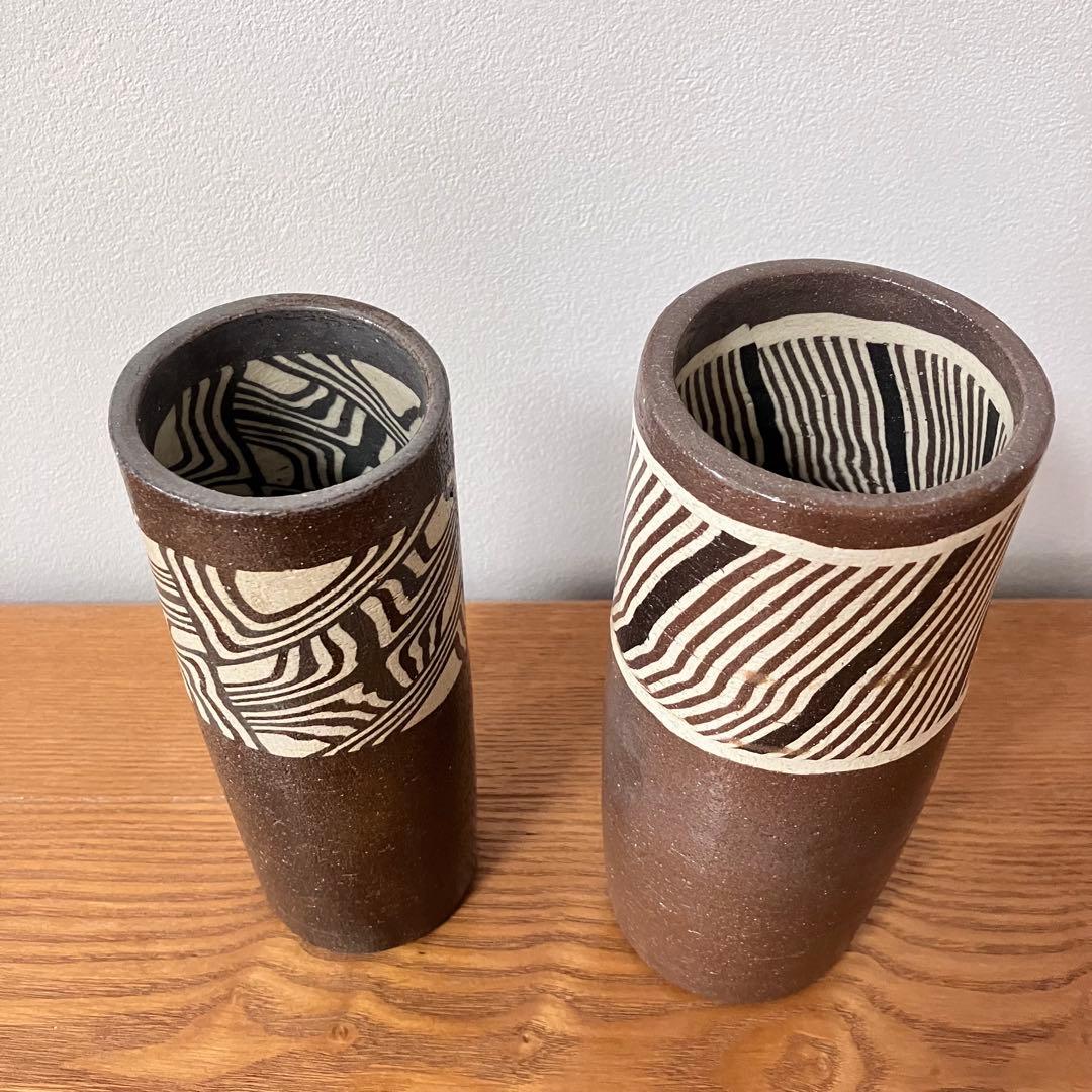 水野双鶴　水野達蔵　練込　花瓶　陶芸品