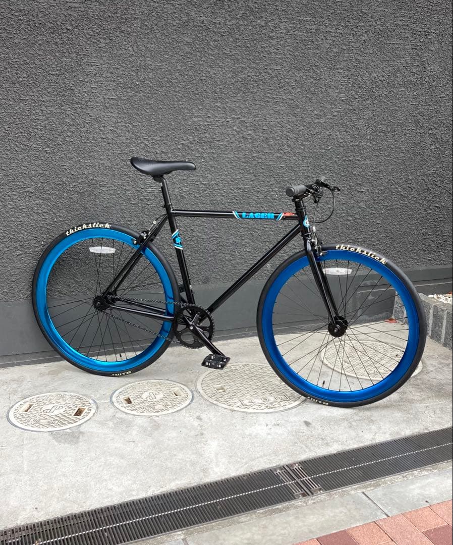 【自転車】アーバンシングルスピードバイク_ ブラック/ブルー