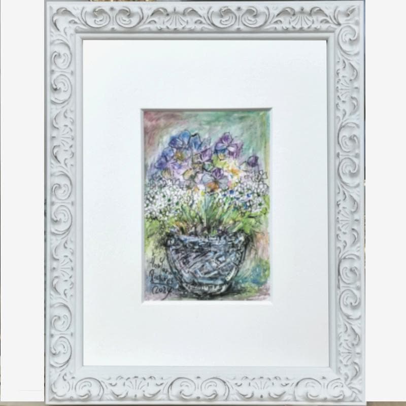 ☆松崎祐哉☆「 花 」肉筆　クレヨン画 　インチサイズ　新品！