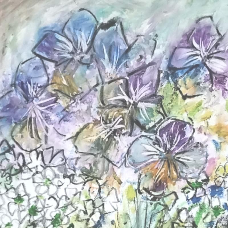 ☆松崎祐哉☆「 花 」肉筆　クレヨン画 　インチサイズ　新品！