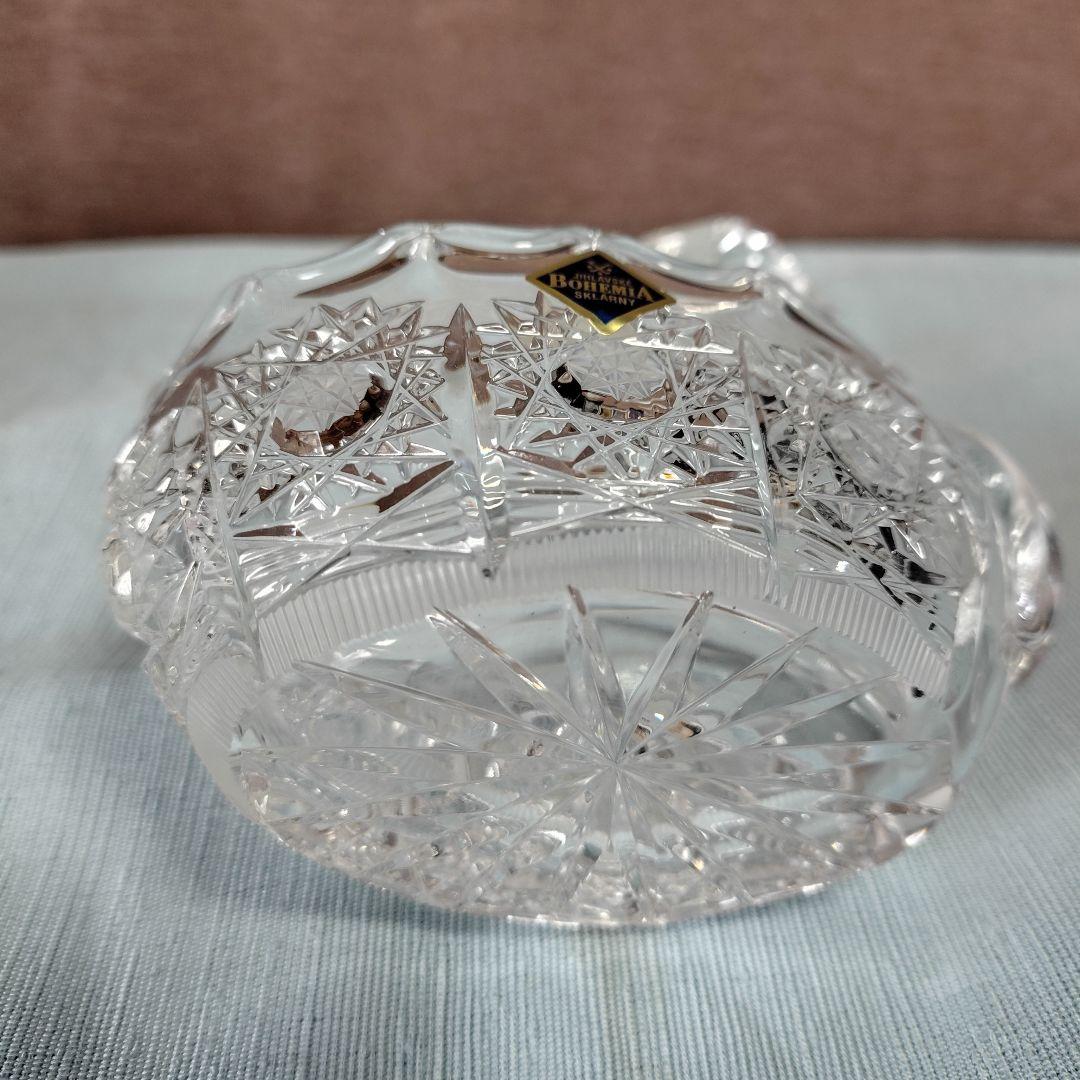 ボヘミアンクリスタル白鳥夫婦と同ガラス製子白鳥3羽家族