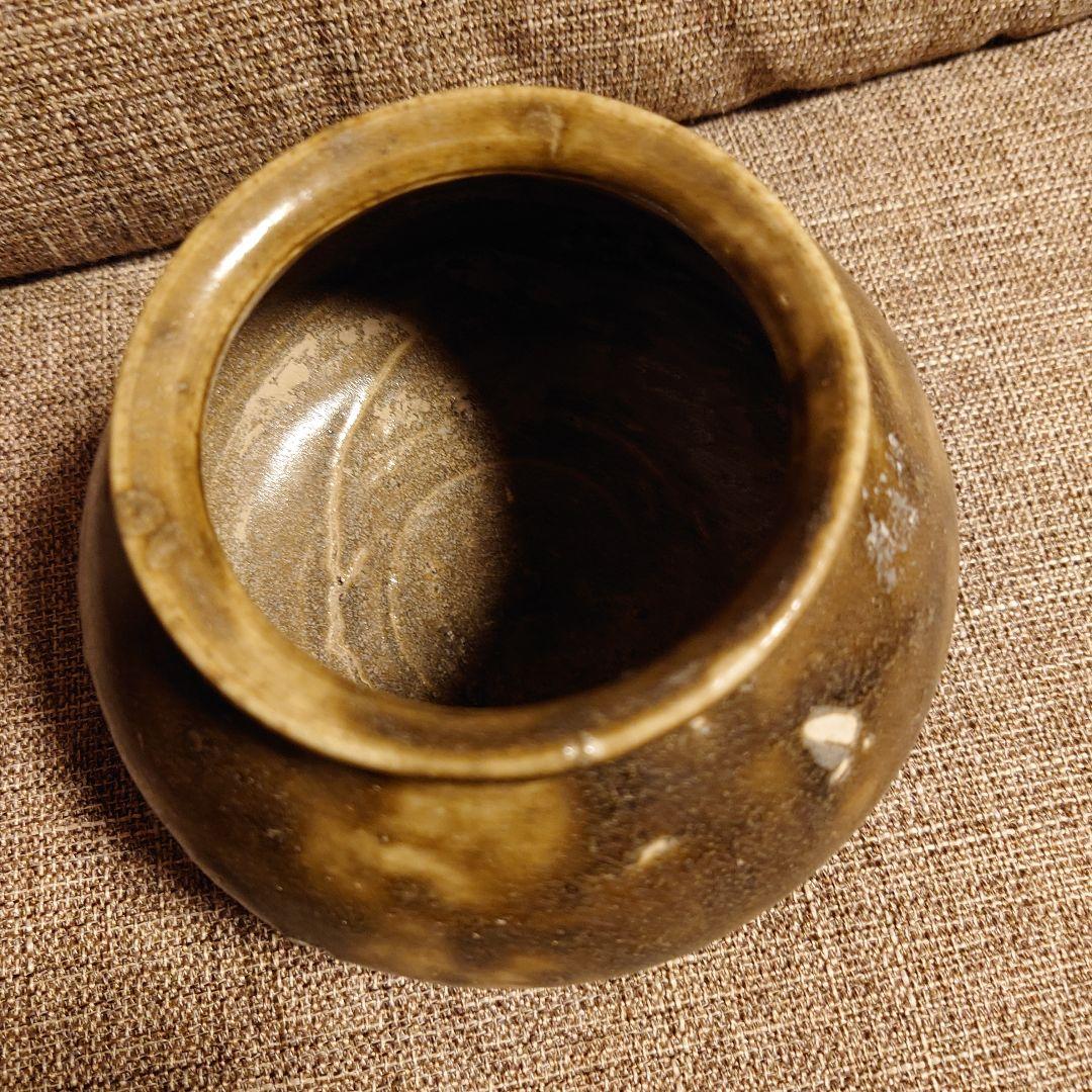 李朝飴釉算盤玉形壺