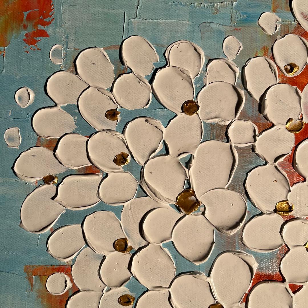 ★立体絵画★ 手書き油絵 ハートフラワー額付き 肉筆絵画 インテリア 油彩画