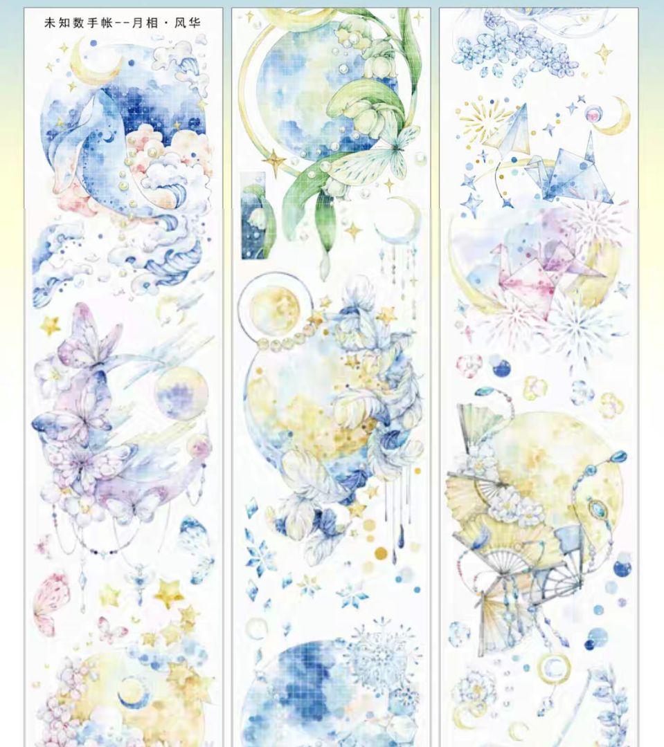 巻売 526★ 海外 マスキングテープ マステ PET 装飾 花 月 虹光