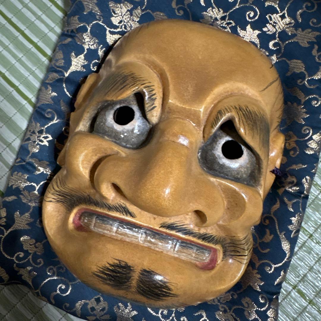 お面　能面　男　武悪面　真一郎作　伝統工芸　神楽面　壁掛け　置物　狂言面