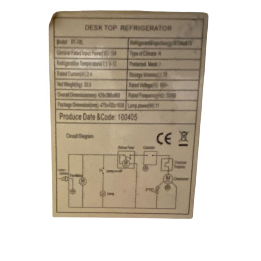 【メ1006-05】海外製ガラス冷蔵ショーケース 2段 RT-78L 容量78L