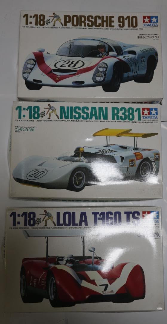 タミヤ製　1960年代レーシングカー３台　1/18　プラモデル　未組立　中古品