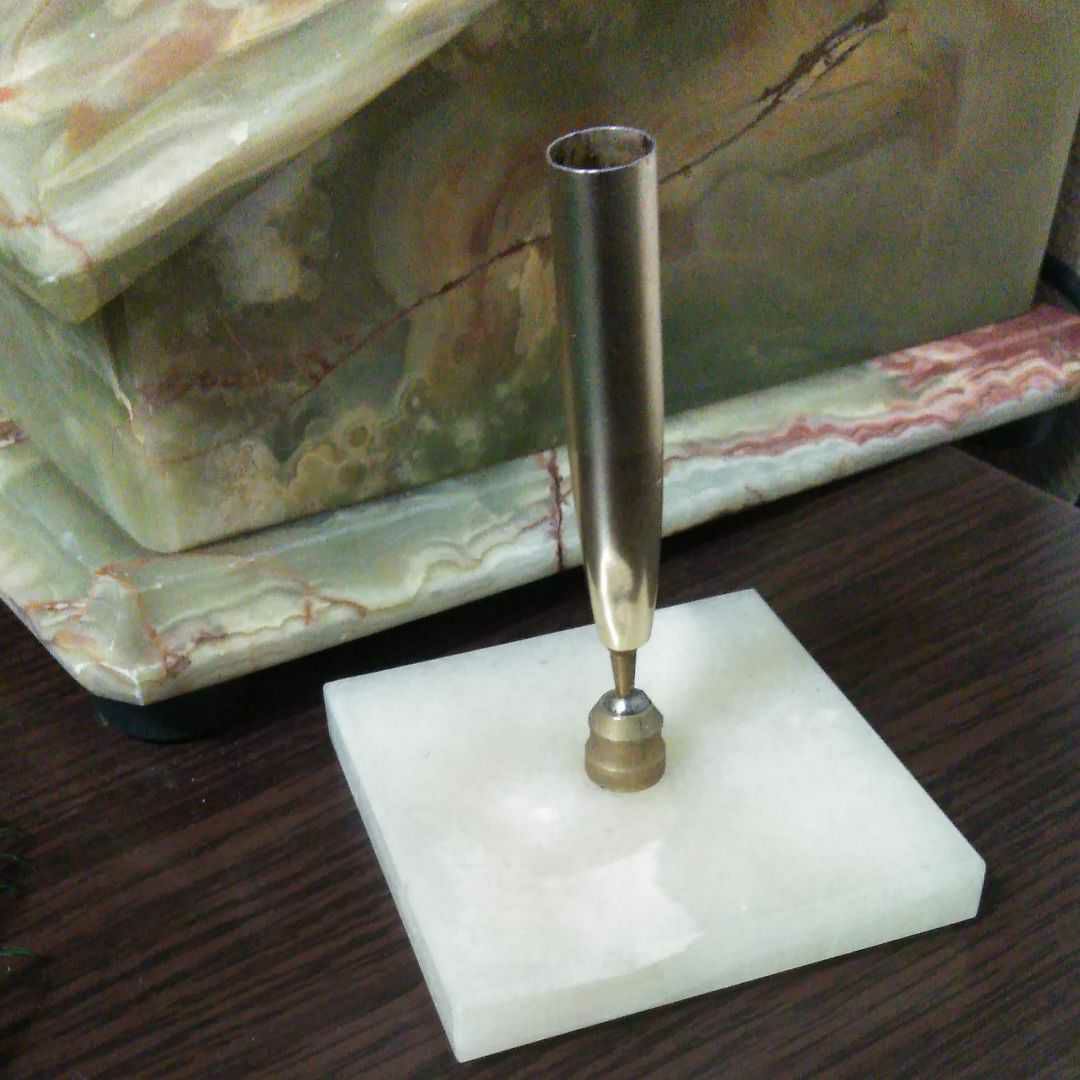 大理石　マーブル　電話機　アンティーク　孔雀の羽　尾羽　飾り羽　ペン立て　天然石