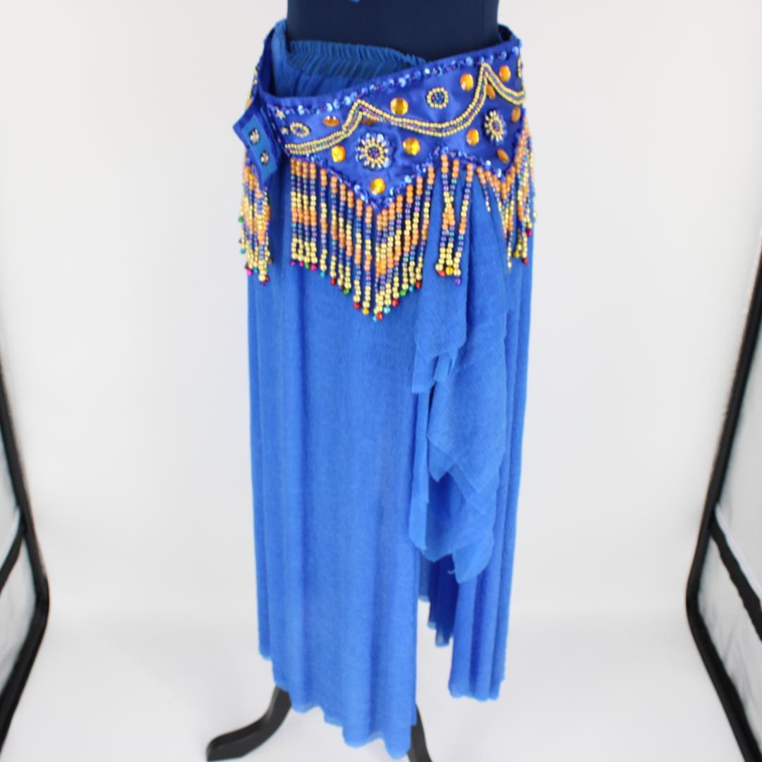 【ベリーダンス用オリエンタル衣装】スパンコール・ビジュー多数付き ブルー系