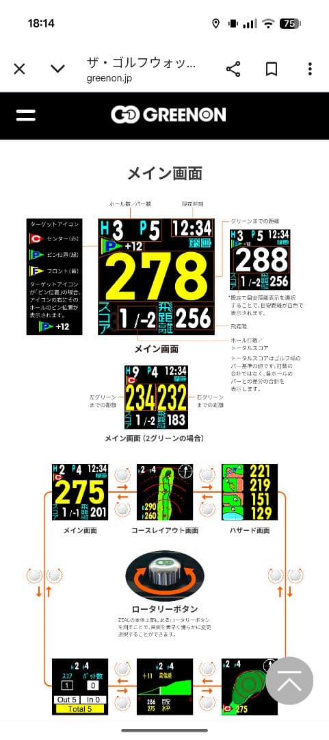 グリーンオン　ザ・ゴルフウォッチ　ジール