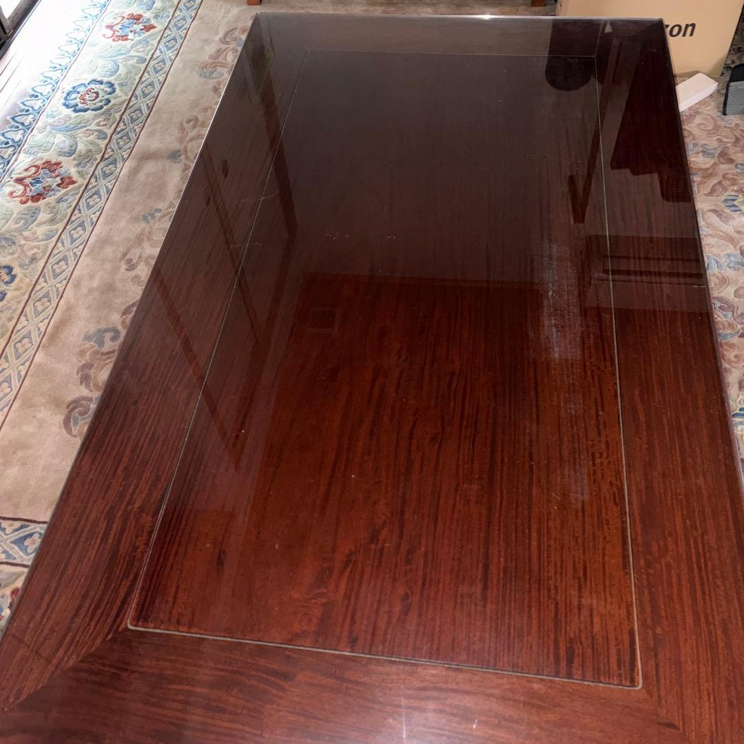 彫刻入り木製長方形座卓