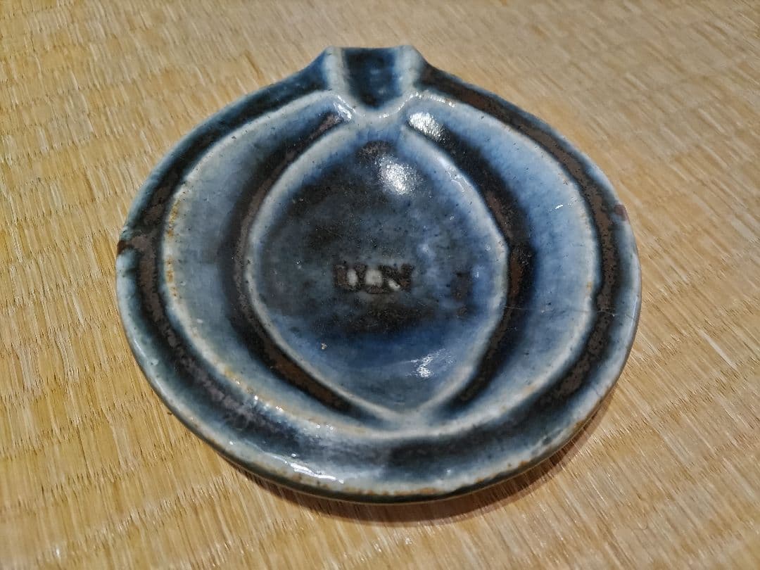 河井寛次郎 呉須 灰皿 民芸 珍品 日本ナショナルユニオン依頼品（UN銘）小物入