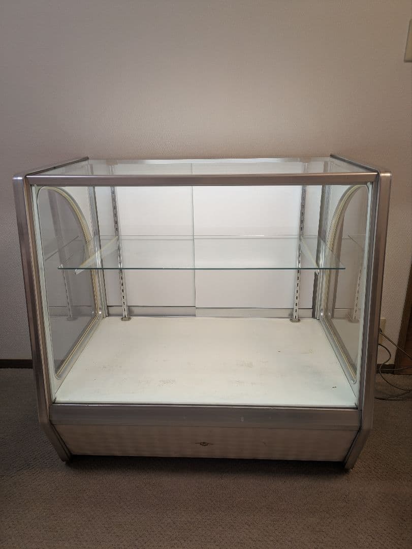 ヴィンテージ ガラスショーケース 陳列棚 照明付き中型 レトロ