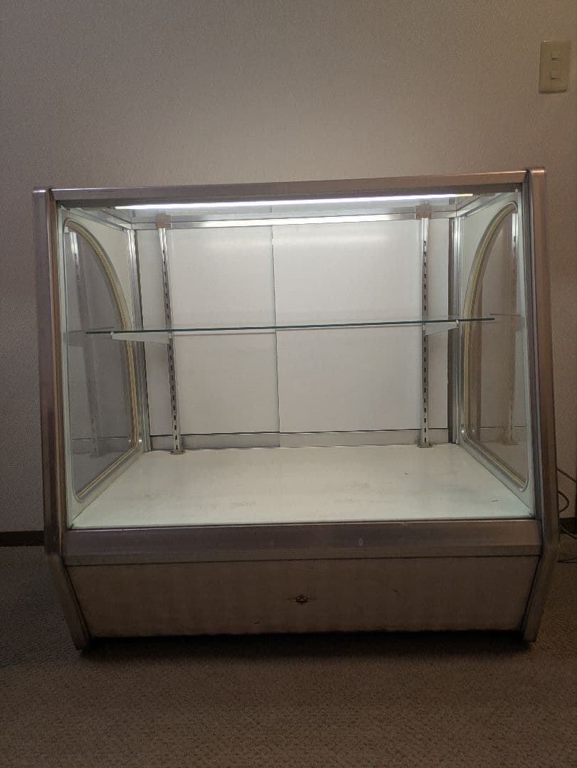 ヴィンテージ ガラスショーケース 陳列棚 照明付き中型 レトロ