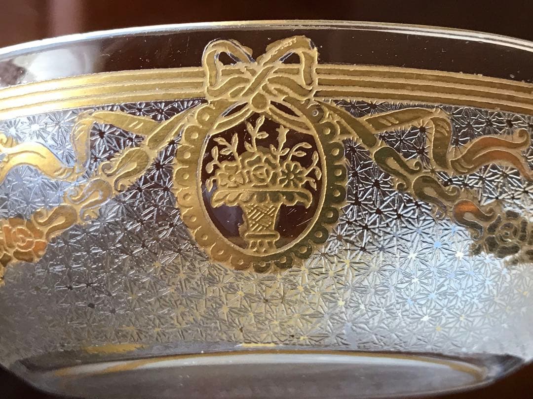 素敵な★オールドサンルイSt LouisサフォSaphoクリスタル石鹸入れ☆金彩