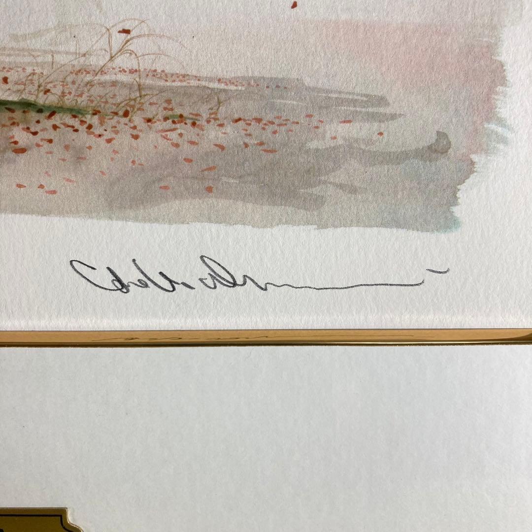 【真作保証】中島潔「秋」リトグラフ 直筆サイン 版画 絵画 額装