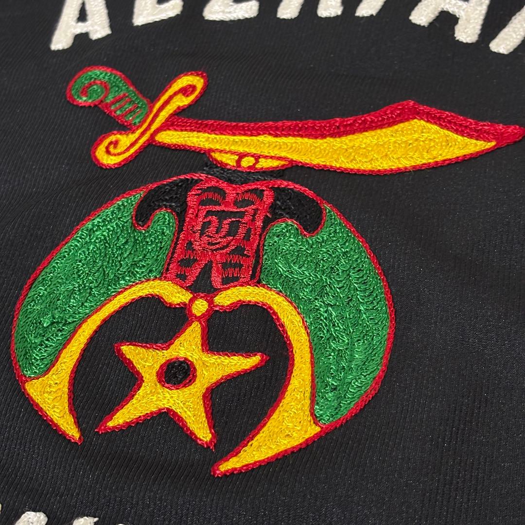 Vintage 70s【ブラックベース】チェーン刺繍 デカ襟 ボーリングシャツ