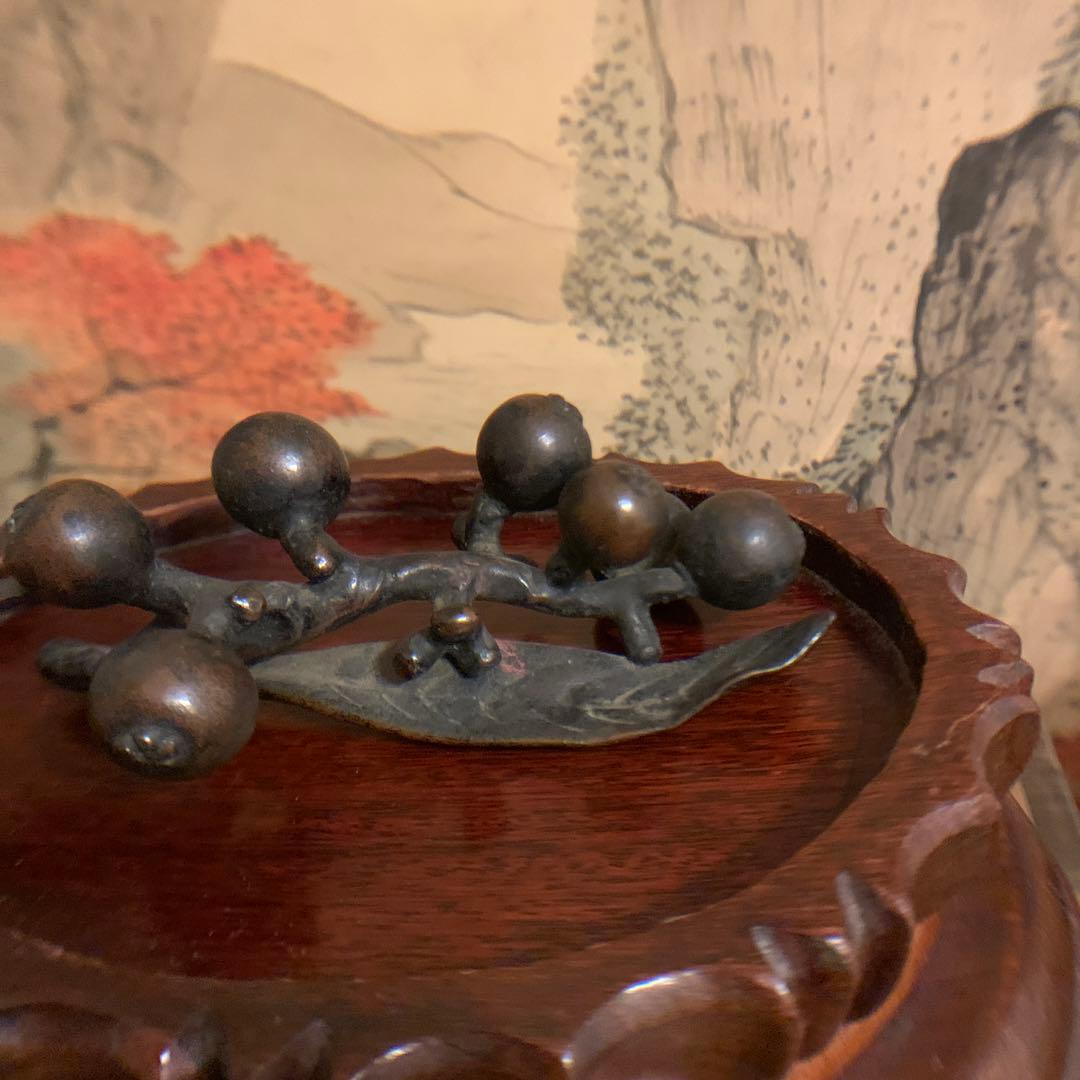 佐渡名工■三代本間琢斎 造 枇杷筆架　　共箱 215