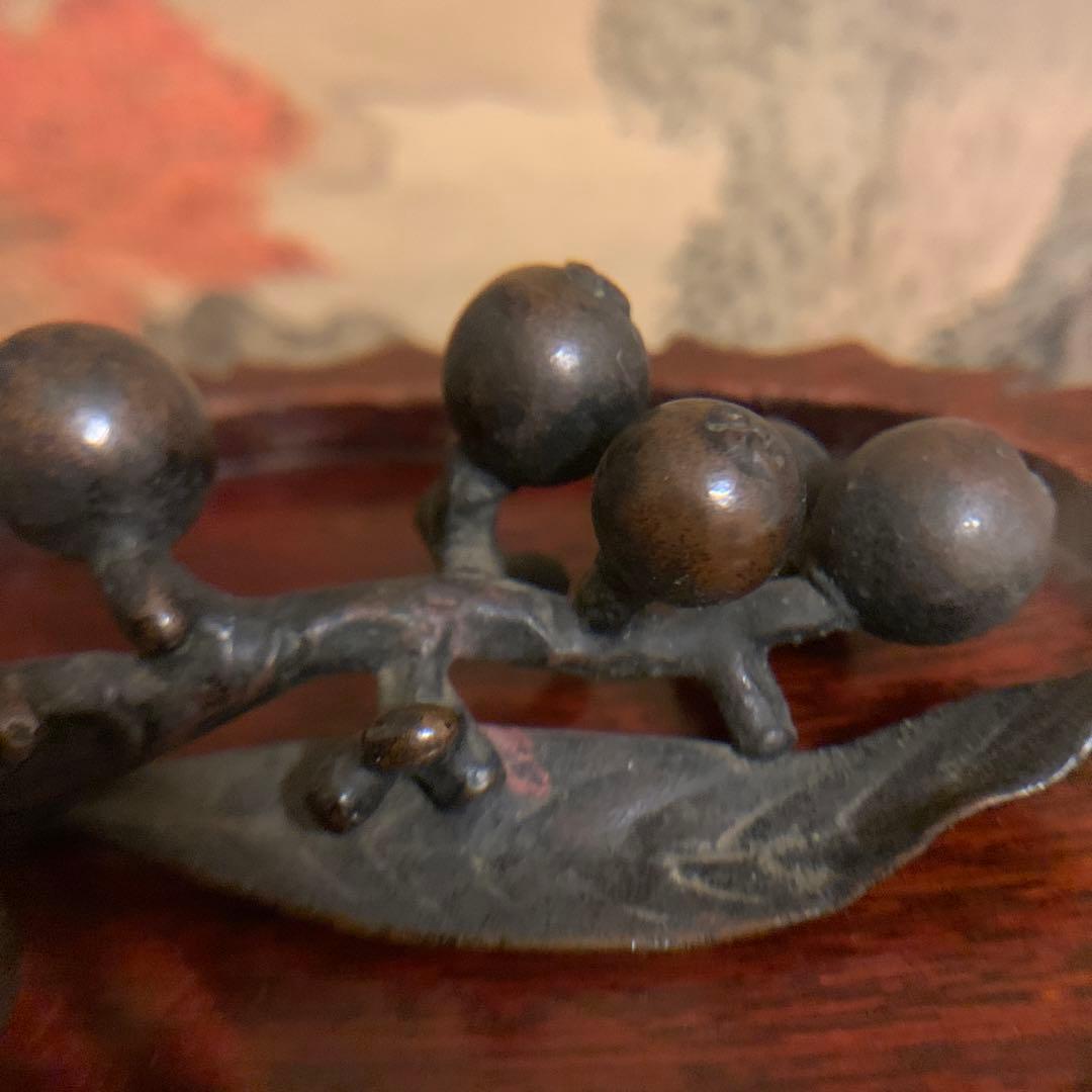 佐渡名工■三代本間琢斎 造 枇杷筆架　　共箱 215