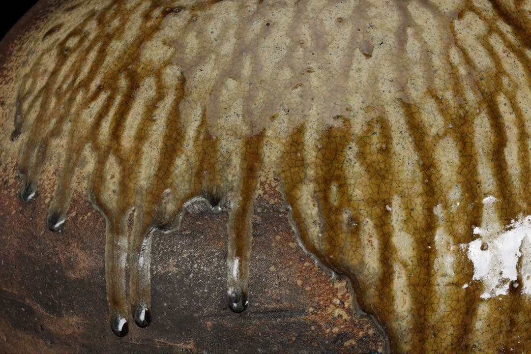 古伊賀 ビードロ自然釉 四耳大壺 47cm 壷 伊賀焼 時代物 古美術 骨董品