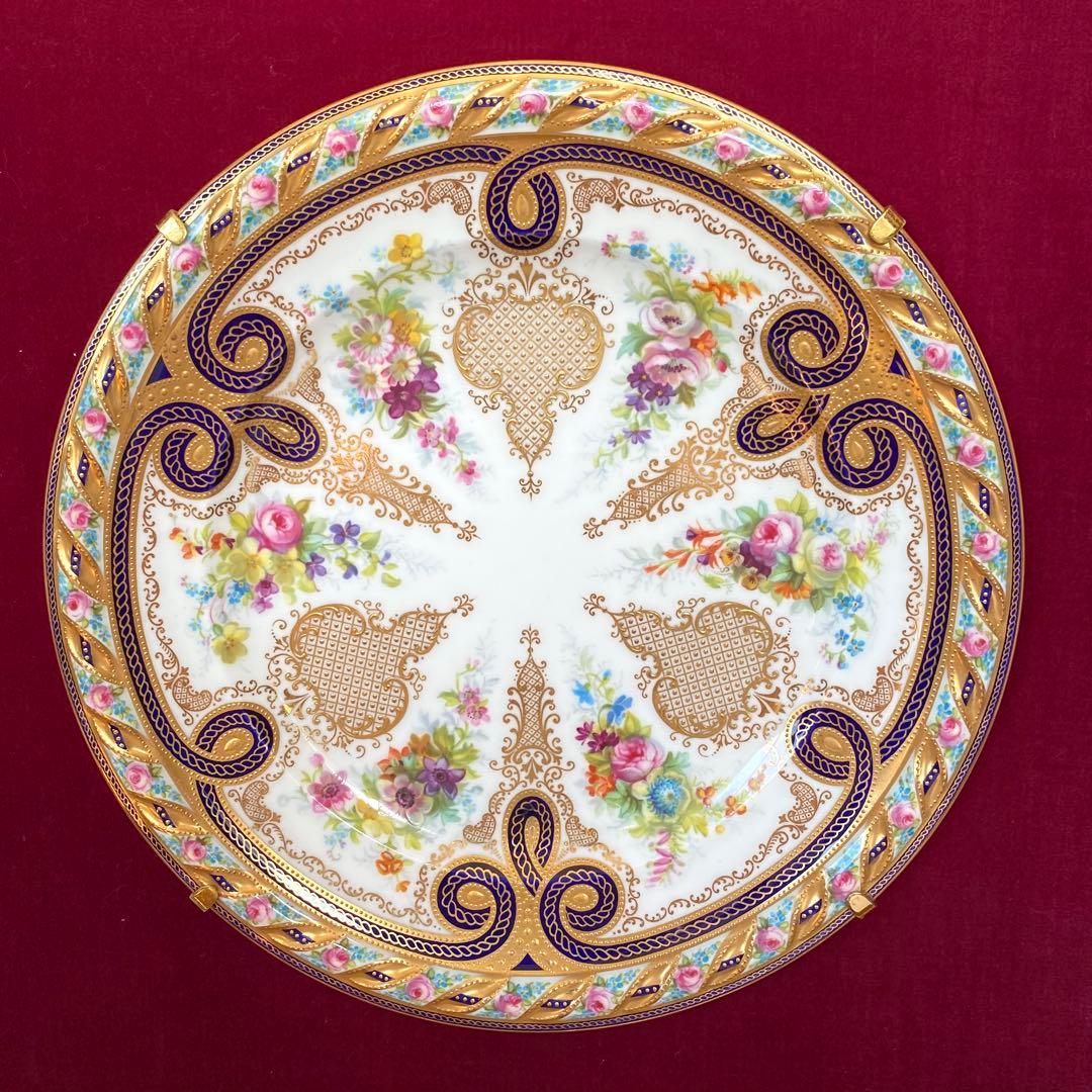 ビンテージ　CAULDON コウルドン　花柄陶器皿 壁掛　アート　額縁