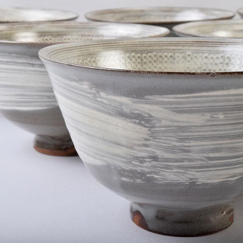 リンゴスパンキー 　京焼　玉欽作　三島手　数茶碗　十客　共箱　8535D