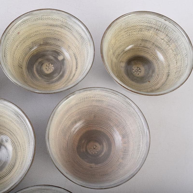 リンゴスパンキー 　京焼　玉欽作　三島手　数茶碗　十客　共箱　8535D