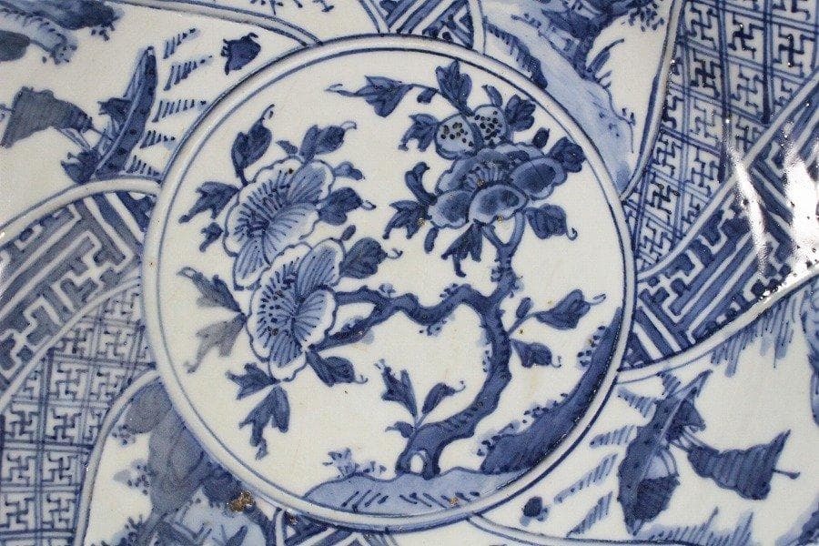 中国美術 唐物 名品 古染付 祥瑞 菓子器 高盤 φ26.5cm 明 旧家蔵出