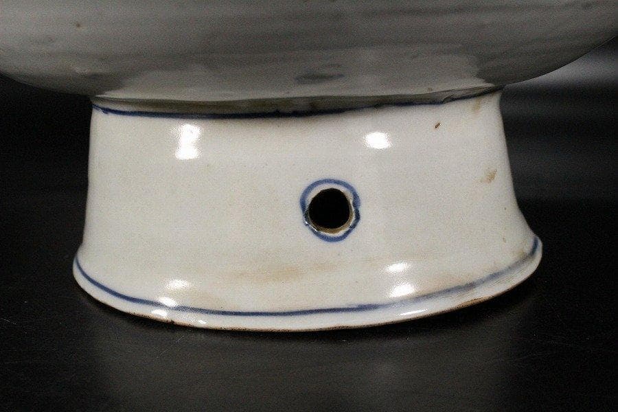 中国美術 唐物 名品 古染付 祥瑞 菓子器 高盤 φ26.5cm 明 旧家蔵出