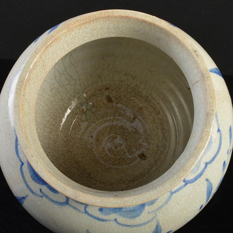 李朝　染付　花卉文　壷　花瓶　C　6288