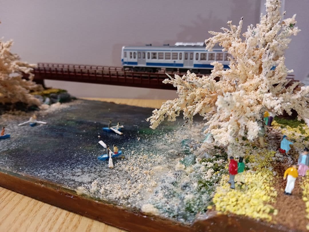 Nゲージ 鉄道模型 桜の風景ジオラマ（その4)