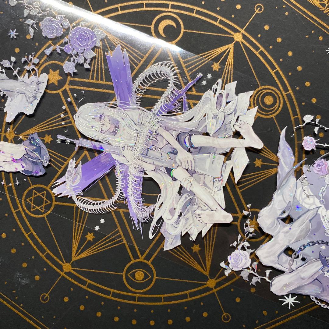 【9158】海外　マステ　中古巻　貝殻光マスキングテープ　人物系　狼　紫　銃