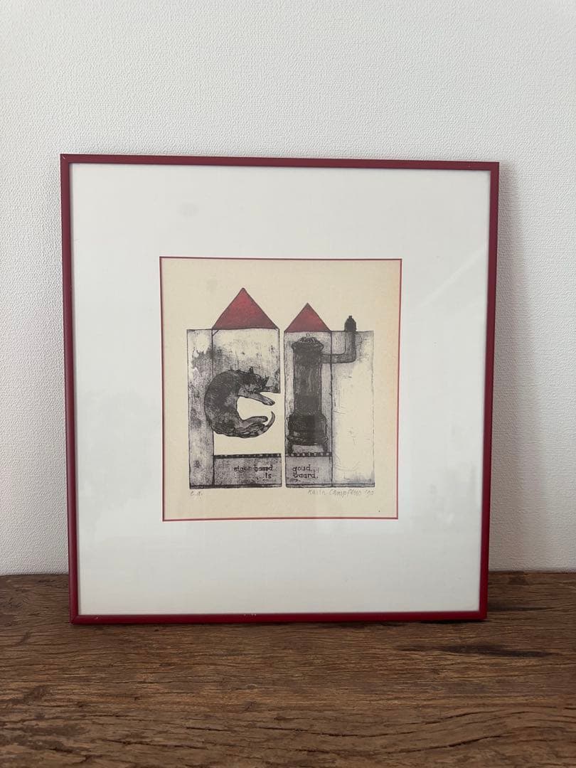 アート 額付き 猫 北欧 Kathy Campbell