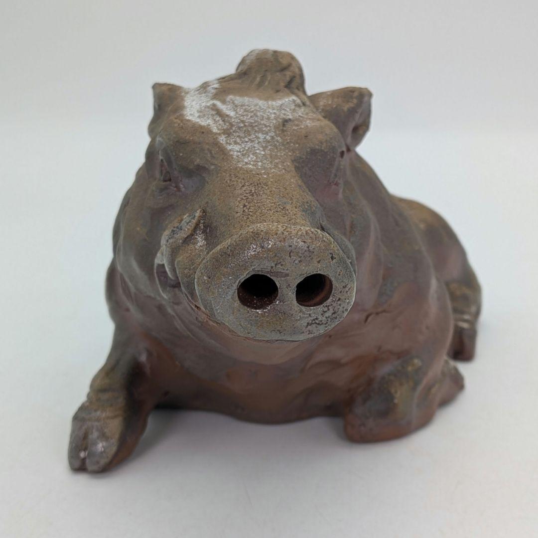 廬山窯 武用君彦 備前焼 干支置物「癸亥」 共箱共布 亥年 猪 イノシシ 伏香炉